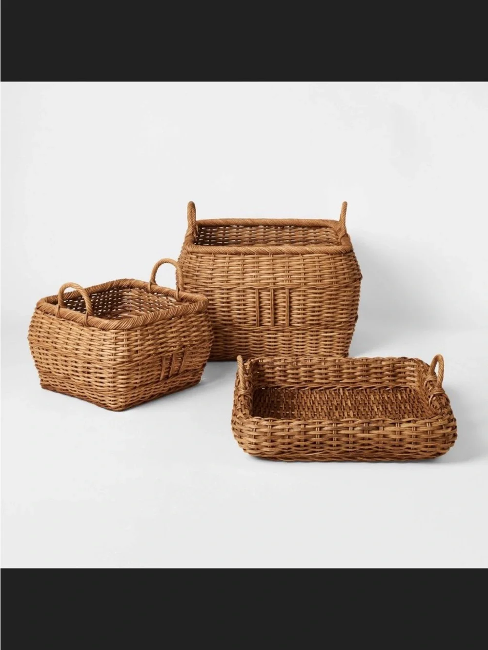 Medium Square Rattan Harvest Basket Brown - Threshold Studio McGee